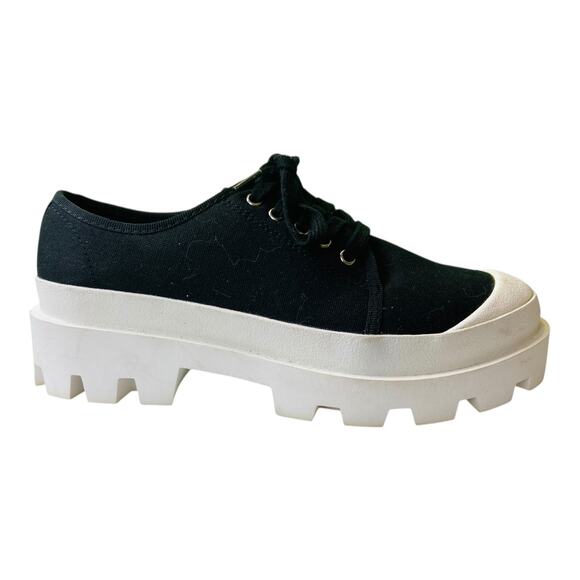 ASOS Chunky Flatform Heeled Fashion Sneakers Lace Up Black White US 10 UK 7 - Picture 1 of 9